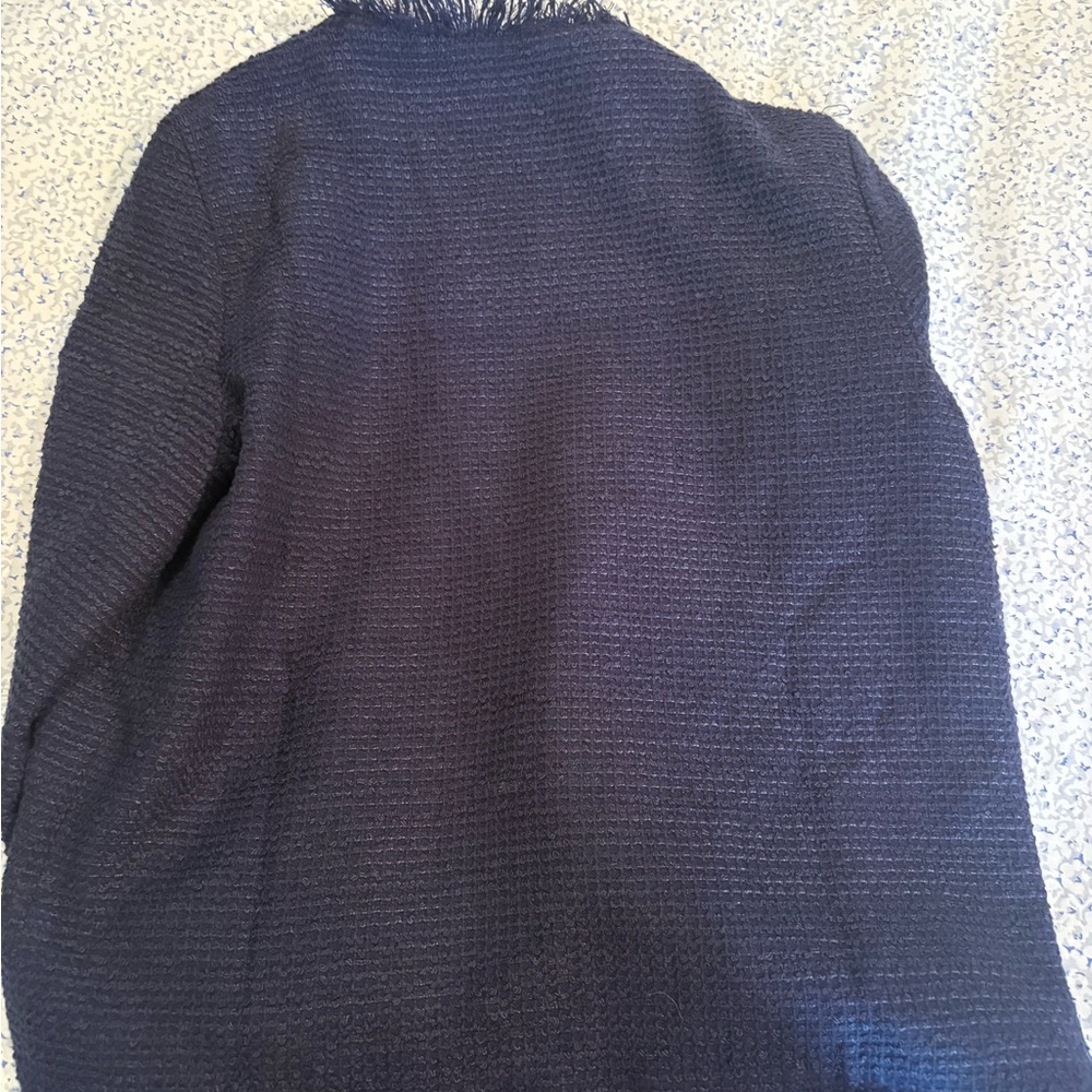 Women’s Navy Blue Fringe Trim Jacket - Picture 6 of 6
